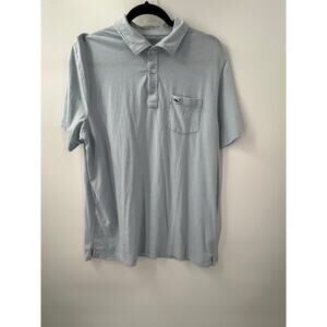 Vineyard Vines Men’s Edgartown Polo Shirt M Blue White Striped Cotton Blend‎